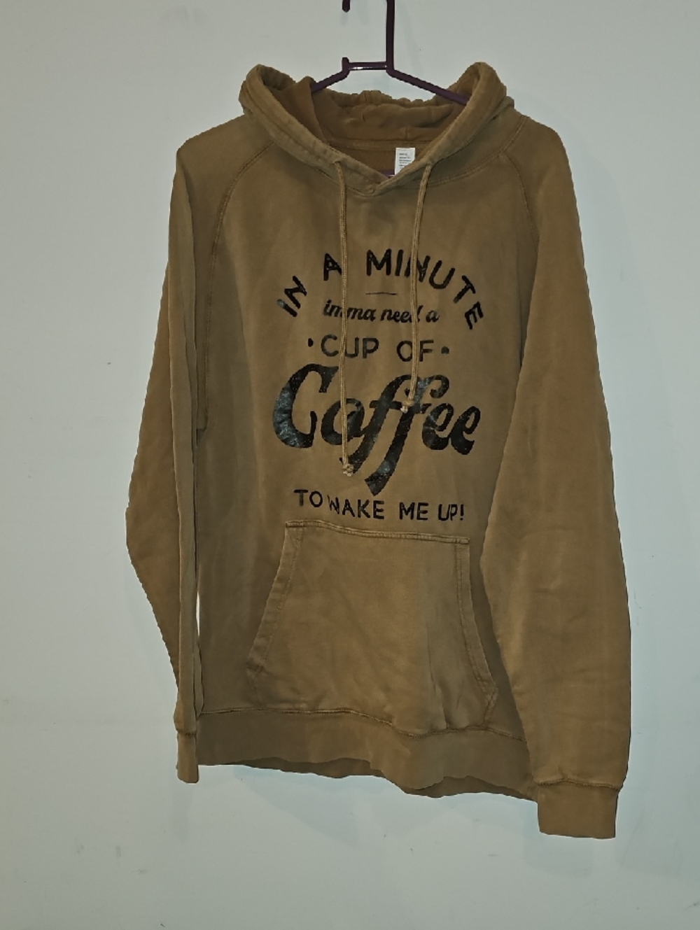 Womens Sz LARGE Like New Brown&Black COFFEE Hooded Sweatshirt. Cute!